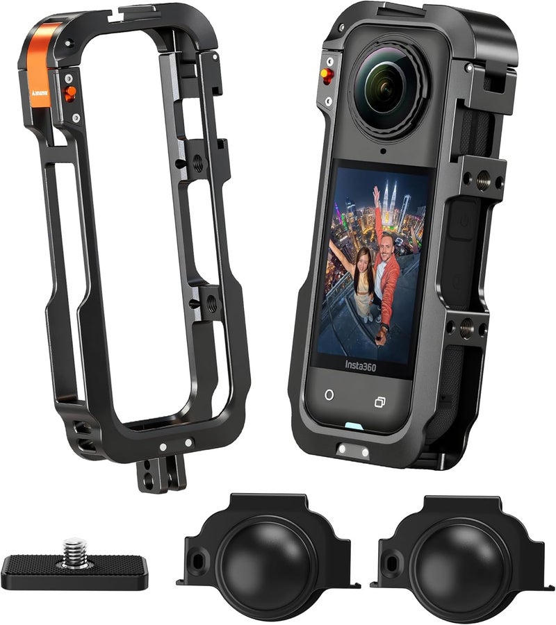 AMAZEAR Metal Protective Case for Insta360 X5 Accessories, Insta 360 X5 Multifunction Utility Frame Aluminum Cage with Quick-Release Base Plate, Various Expansion Mounts - Image 1